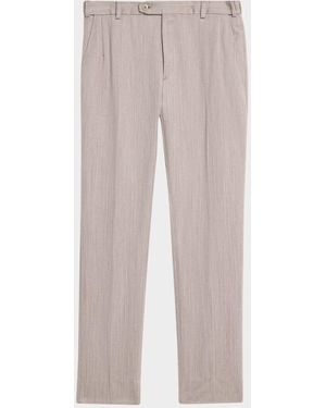 Brioni Journey Flat-Front Pants - White