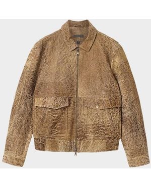 John Varvatos Apos;S Apollo Textured Leather Jacket - Natural