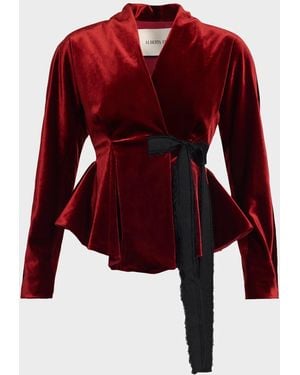 Alberta Ferretti Velvet Wrap Jacket - Red