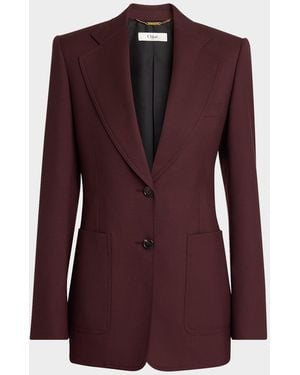 Chloé Wool Gabardine Single-Breasted Blazer Jacket - Purple