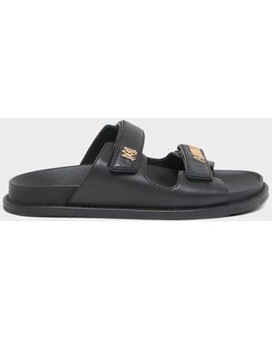 Amiri Boardwalk Leather Two-Strap Sandals - Black