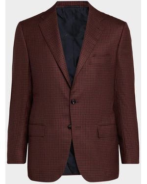Kiton Apos;S Soft Cashmere Micro-Check Sport Coat - Brown