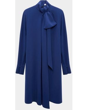 Dorothee Schumacher Statement Drape Tie-Neck Crepe Midi Dress - Blue