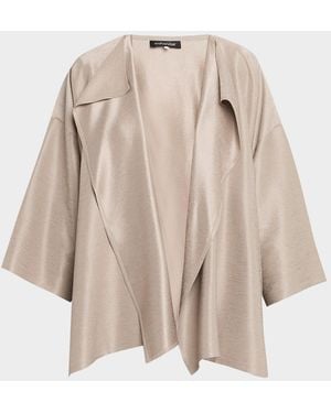 Eskandar Midweight Silk Plissé Dps Jacket Coat - Natural