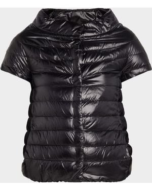 Herno Emilia Water-Resistant Ultralight Nylon Puffer Cape - Natural