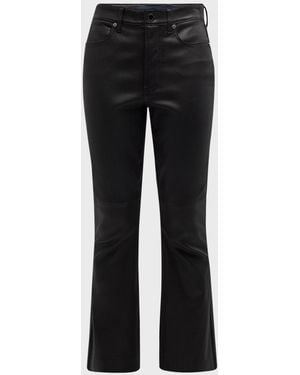 Veronica Beard Carson Leather High-Rise Ankle Flare Jeans - Black