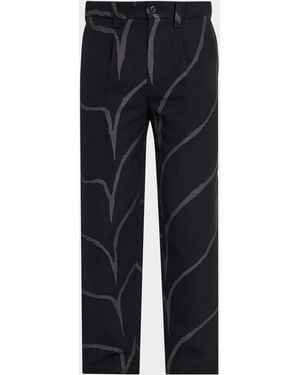 IM MEN Earth Abstract Cotton Mid-Rise Straight-Leg Pants - Blue