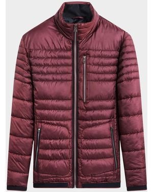 Bugatchi Full-Zip Quilted Puffer Jacket - Red