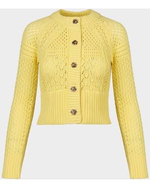 Smythe Crochet Crewneck Cardigan - Yellow