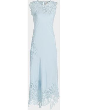 Ulla Johnson Idra Embroidered Silk Dress - Blue