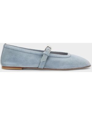Stuart Weitzman Sai Suede Ballet Flats - Blue