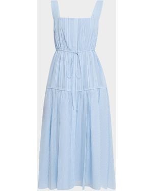Kobi Halperin Reina Striped Cotton-Silk Midi Dress - Blue