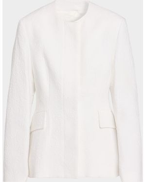 TOTEME Single-Breasted Cotton Jacquard Collarless Jacket - White