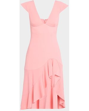 Stella McCartney V-Neck Cap-Sleeve Ruffled Dress - Pink