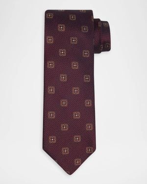 Canali Apos;S Medallion Floral Silk Tie - Purple