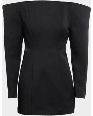Stella McCartney Off-Shoulder Long-Sleeve Satin Mini Dress - Black