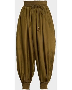 Zimmermann Mahon Silk Harem Pants - Green