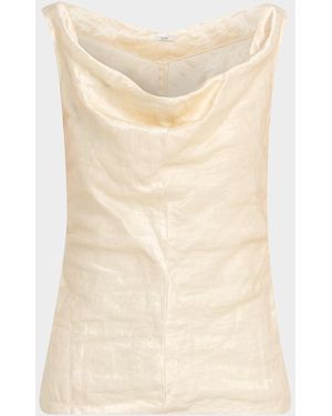 FFORME Lowe Cowl-Neck Crinkled Top - Natural