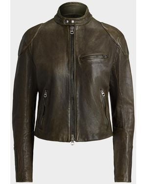 Ralph Lauren Orman Lambskin Moto Jacket - Green