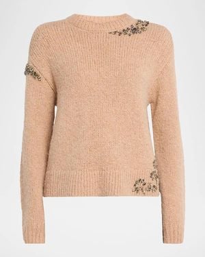 Cinq À Sept Crystal Lace Crewneck Sweater - Natural