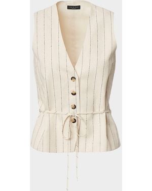 Rag & Bone Paulette Pinstripe Tie-Waist Vest - Natural