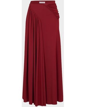 Rabanne Side Ruched Maxi Skirt - Red