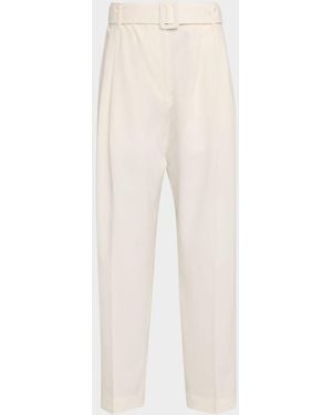 Co. Pleated Tton Tapered-Leg Ankle Pants With Belt - Natural