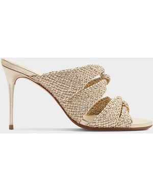 Alexandre Birman 85Mm Sabrina Metallic Open-Toe Mules - Natural