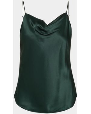 Cinq À Sept Marta Cowl-Neck Silk Camisole - Green