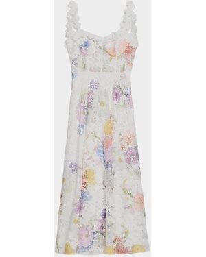 As It May Aveline Floral Lace Sweetheart Midi Dress - White