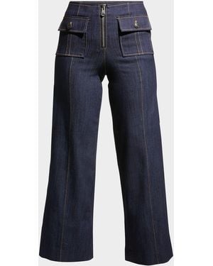 Cinq À Sept Azure Wide-Leg Stitched Pants - Blue