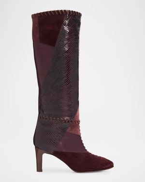 Zimmermann Alchemy 75Mm Patchwork Leather Knee-High Boots - Brown
