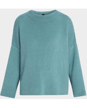 Eileen Fisher Ribbed Funnel-Neck Sweater - Blue
