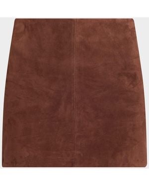 Arma Melody A-Line Suede Mini Skirt - Brown