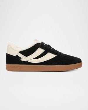 Vince Oasis Shearling-Lined Suede Low-Top Sneakers - Black