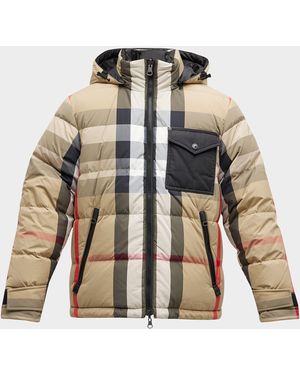 Burberry Rutland Reversible Check Puffer Jacket - Brown