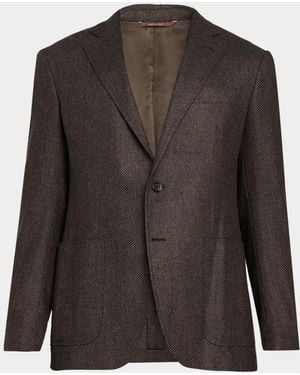 Canali Apos;S Kei Wool Jacquard Single-Breasted Sport Coat - Brown
