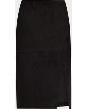 Alice + Olivia Siobhan Suede Front Slit Wrap Skirt - Black