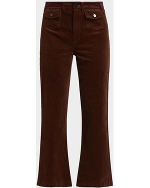 PAIGE Leenah Cotton-Blend Patch Pocket Ankle Jeans - Brown