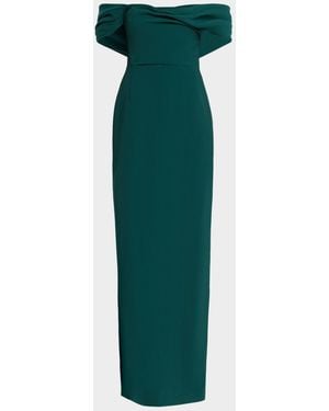 Carolina Herrera Draped Off-Shoulder Gown - Green