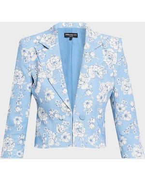 Generation Love Emmeline Cropped Linen Blazer - Blue