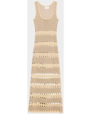 Cara Cara Joan Metallic Crochet Sleeveless Midi Sheath Dress - Natural