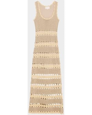 Cara Cara Joan Metallic Crochet Sleeveless Midi Sheath Dress - Natural
