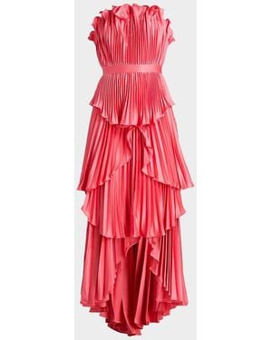 AMUR Janey Tiered Shell Strapless Gown