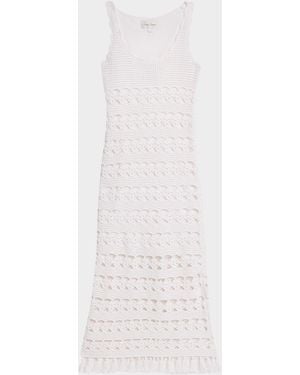 Cara Cara Joan Metallic Crochet Sleeveless Midi Sheath Dress - White