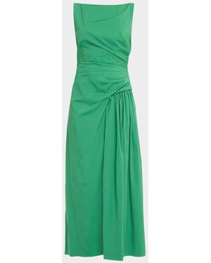 Lela Rose Cotton Poplin Asymmetrical Flounce Dress - Green