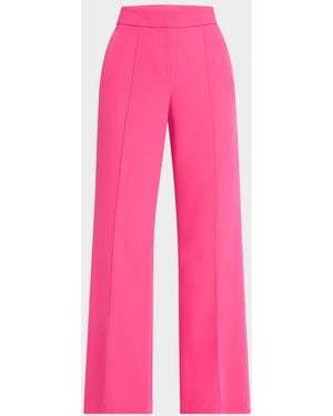 MILLY Nash High-Rise Wide-Leg Cady Pants - White