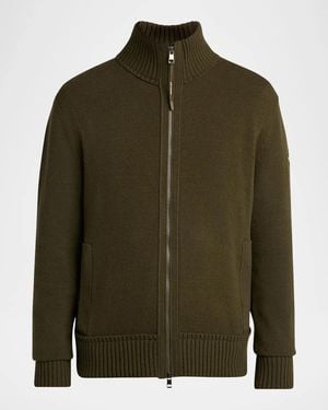 Moncler Apos;S Wool And Cashmere Full-Zip Knit Cardigan - Green