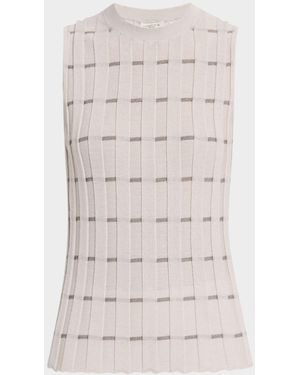 Lafayette 148 New York Wide Rib Knit Striped Shell - Natural