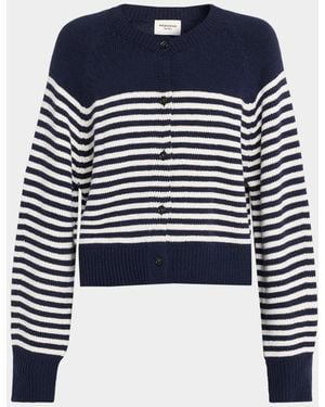 Weekend by Maxmara Ombrosa Striped Wool Cardigan - Blue